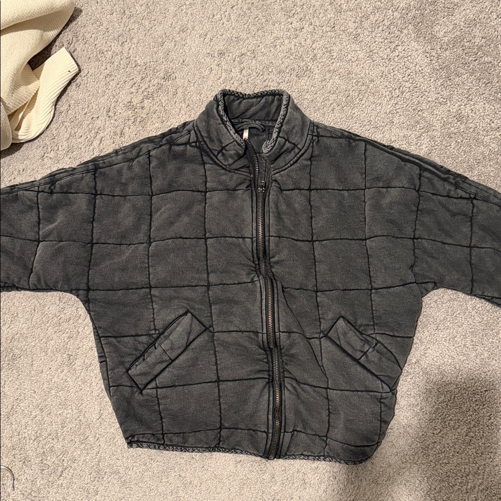 Free People Charcoal Quilted  Jacket